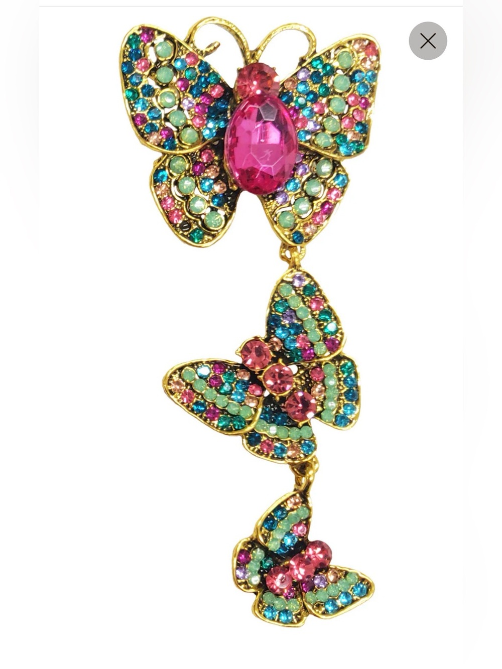 Hang In There Multicolor Crystal Butterfly Brooch by Aratta